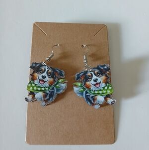 Fashion Jewelry Dog Earrings with Green and Black Accents